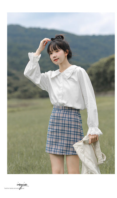 Blusa Blanca de Cuello Muñeca Diseño Exclusivo Primavera Otoño - Image 9