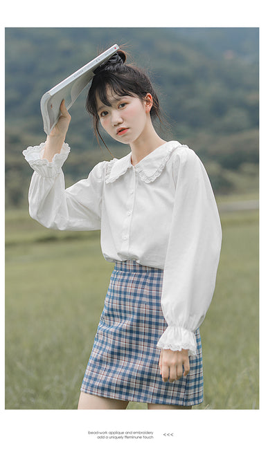 Blusa Blanca de Cuello Muñeca Diseño Exclusivo Primavera Otoño - Image 11