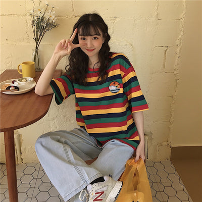 Playera a Rayas Manga Corta Estilo Lazy Chic - Image 12