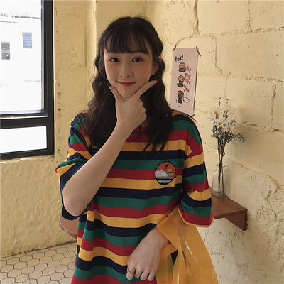 Playera a Rayas Manga Corta Estilo Lazy Chic - Image 18
