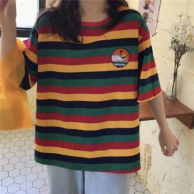 Playera a Rayas Manga Corta Estilo Lazy Chic - Image 19