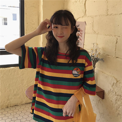 Playera a Rayas Manga Corta Estilo Lazy Chic - Image 20