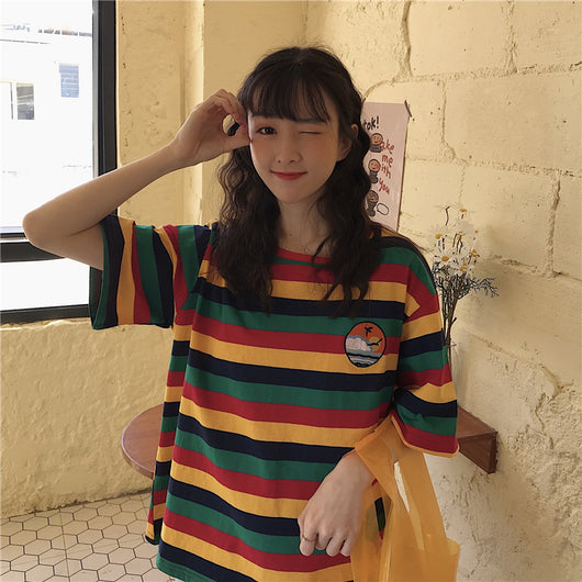 Playera a Rayas Manga Corta Estilo Lazy Chic - Image 20