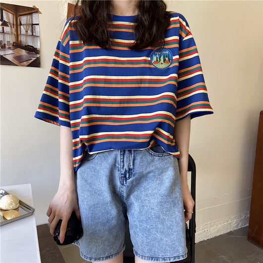 Playera a Rayas Manga Corta Estilo Lazy Chic - Image 23