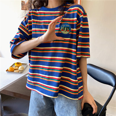 Playera a Rayas Manga Corta Estilo Lazy Chic - Image 24