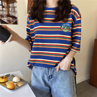 Playera a Rayas Manga Corta Estilo Lazy Chic - Image 25