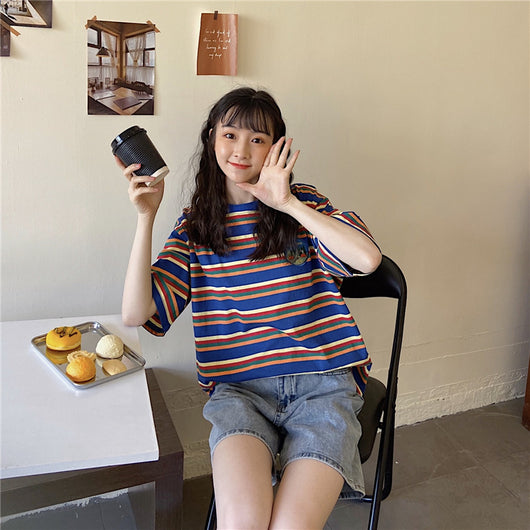 Playera a Rayas Manga Corta Estilo Lazy Chic - Image 32
