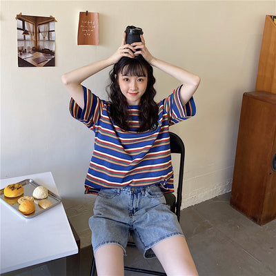 Playera a Rayas Manga Corta Estilo Lazy Chic - Image 33