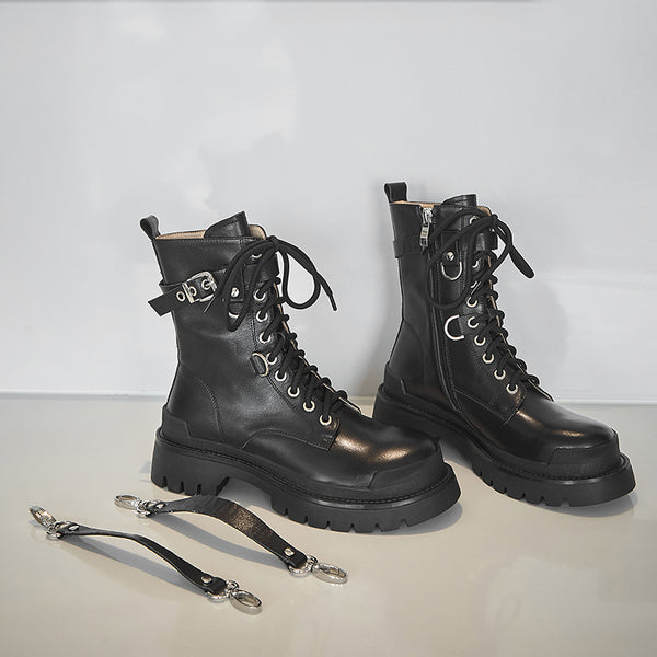Botas Martin de Cuero Genuino Estilo Británico con Suela Gruesa para Mujer - Image 7