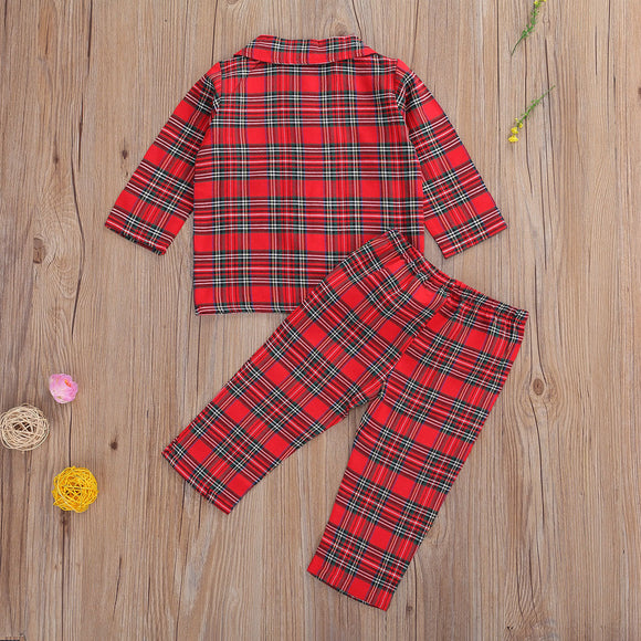 Traje Infantil Estilo Occidental a Cuadros Rojo