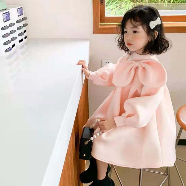Falda Larga de Manga Larga con Moño para Niñas