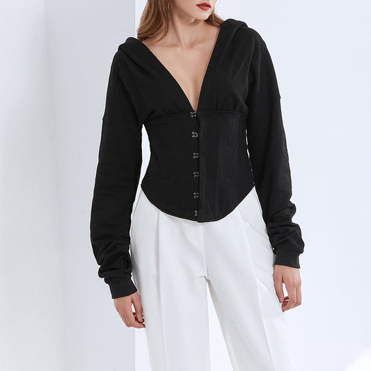 Sudadera Negra con Capucha para Mujer - Estilo Casual Versátil