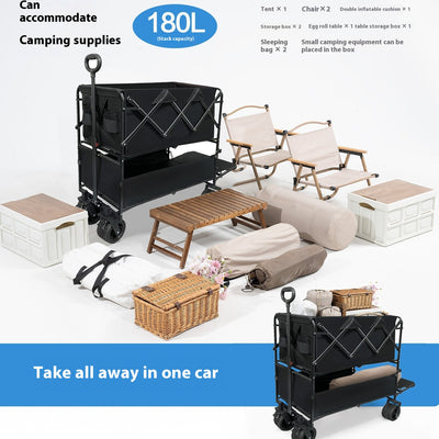 Carrito de Compras Plegable de Gran Capacidad con Doble Bandeja - Image 3
