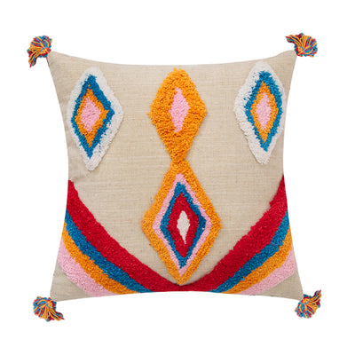 Funda de Almohada con Diseño Geométrico y Borlas - Image 6