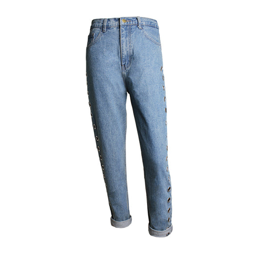 Pantalones Jeans Sueltos de Cintura Alta con Detalles Metálicos y Remaches - Image 5
