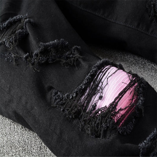 Jeans Skinny Stretch con Roturas y Parches Negros - Image 3