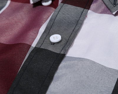 Camisa de Cuadros Clásica con Cuello Puntiagudo - Manga Larga Primavera Otoño - Image 5