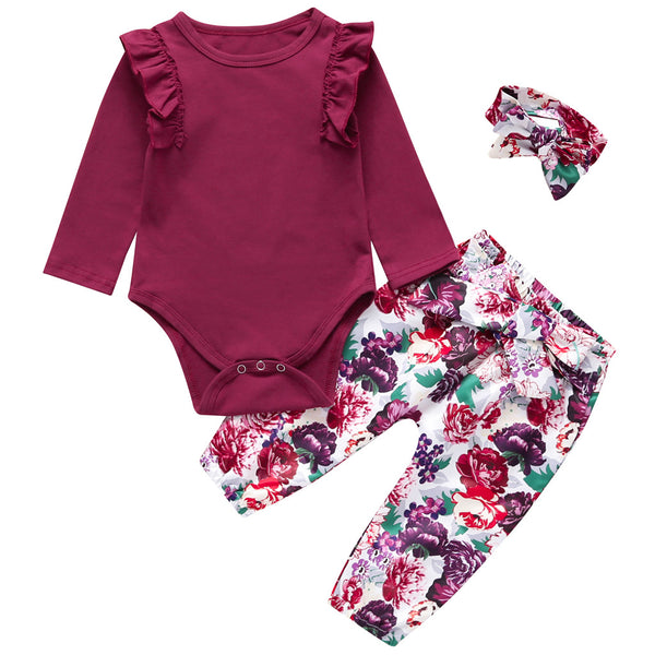 Conjunto de 3 Piezas: Jumpsuit Estampado con Diadema