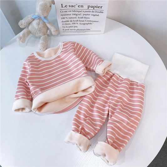 Conjunto Térmico Infantil de Terciopelo sin Costuras con Cintura Alta