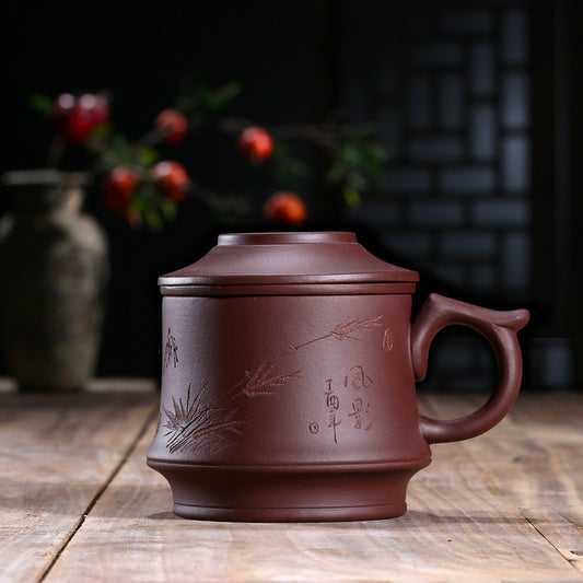 Taza de Té Doble de Cerámica Púrpura Artesanal
