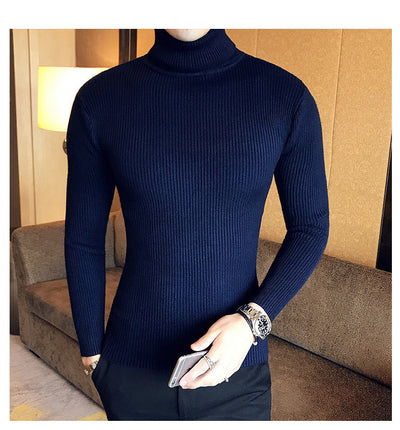 Suéter Cuello Alto Slim Fit en Colores Sólidos para Hombre - Image 2