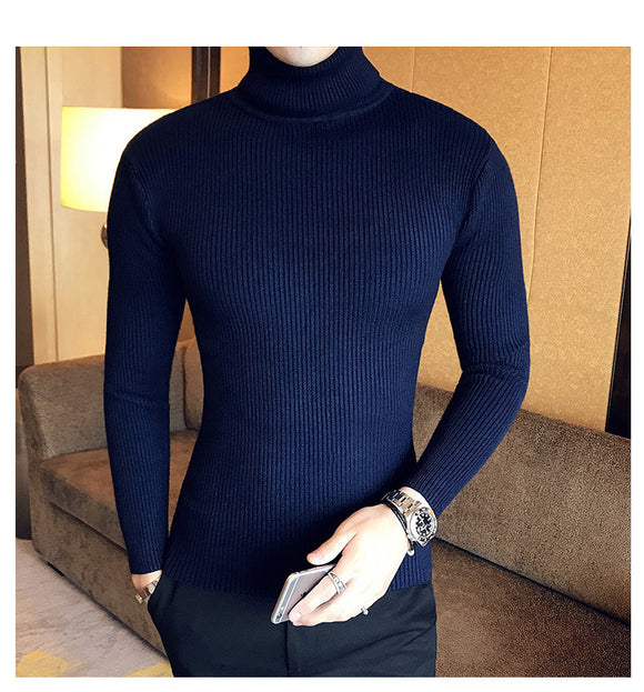 Suéter Cuello Alto Slim Fit en Colores Sólidos para Hombre