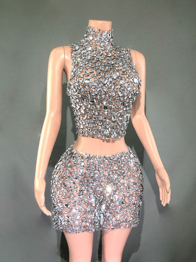 Conjunto de Dos Piezas Luxe con Diamantes y Cintura Moldeadora - Image 5