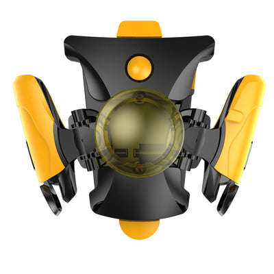 Black and red mobile phone gamepad with mechanical buttons floating above an open hand. - Image 14