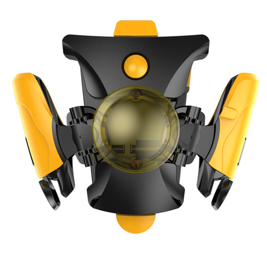 Black and red mobile phone gamepad with mechanical buttons floating above an open hand. - Image 14