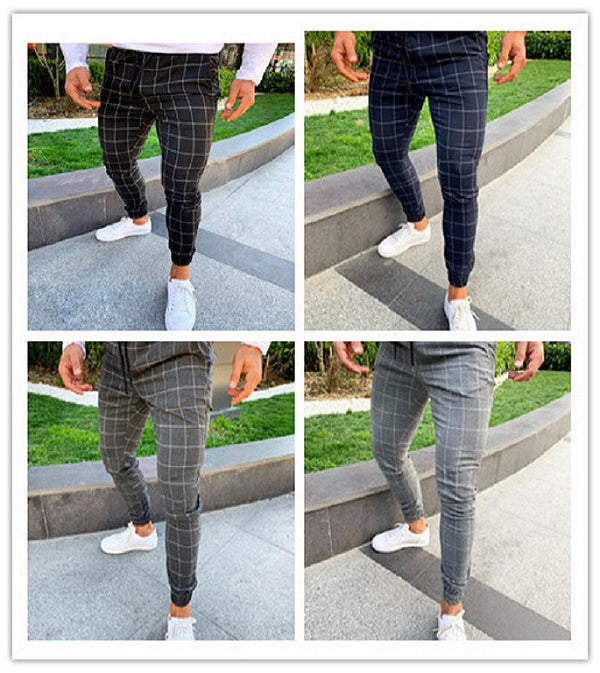 Pantalones casuales a cuadros con tecnología stretch para hombre
