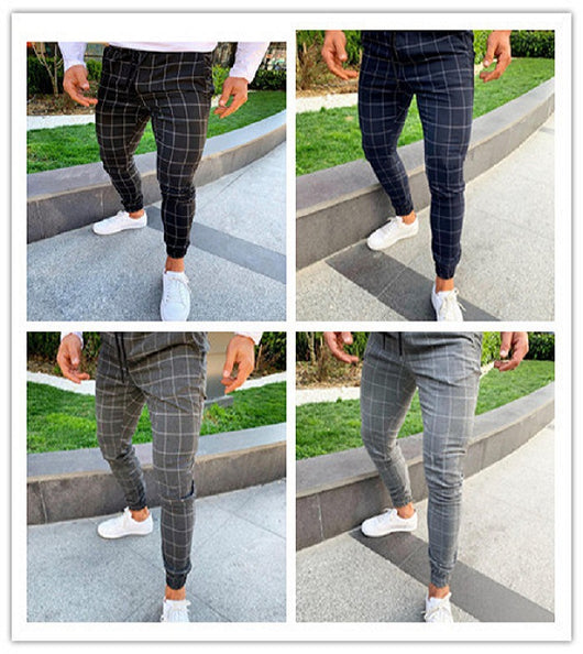 Pantalones casuales a cuadros con tecnología stretch para hombre