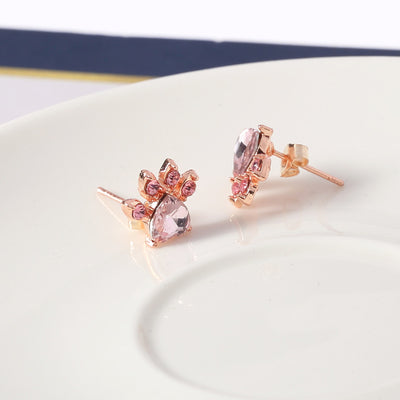 Aretes Huella de Perro Oro Rosa Pequeños para Mujer - Image 5