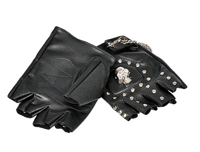 Guantes Fingerless con Cadeneta de Calavera y Tachuelas Metálicas - Estilo Ciclismo Rock Gótico Punk - Image 4