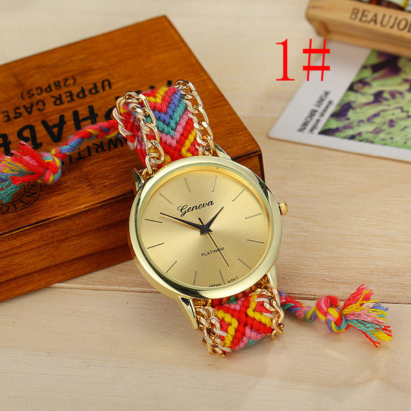 Reloj con Pulsera Tejida de Colores y Cordón Ajustable - Image 26