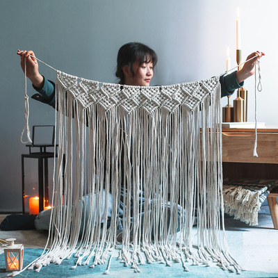 Tapiz Macramé Tejido a Mano Bohemio Geométrico para Decoración