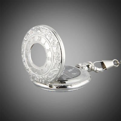 Reloj de Bolsillo Vintage Doble Compartimento Clásico Romano Negro - Image 9