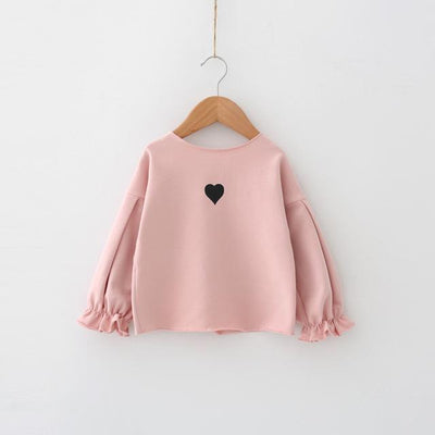 Blusa Infantil Coreana con Mangas Voluminosas y Estampado de Amor