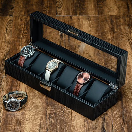 Estuche para Reloj en Fibra de Carbono y Cuero