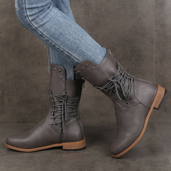 Botas Mujer con Cordones Laterales Estilo Caballero