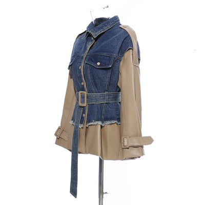 Chaqueta de Cuero con Costuras Denim - Image 3