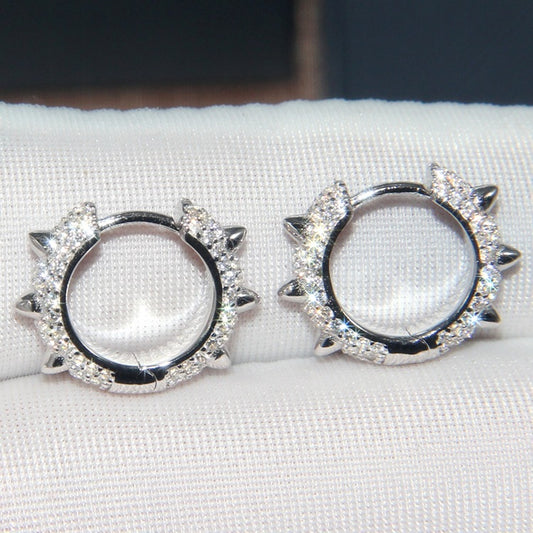 Aretes de Plata 925 con Cristales de Diamante - Diseño Europeo Hipoalergénico - Image 2