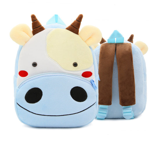 Plush gray and navy blue elephant backpack for toddlers, featuring a front zipper pocket, brown ears, and adjustable straps. - Image 32