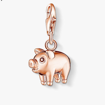 Dije Cochinito Oro Rosa con Plata de Ley 925