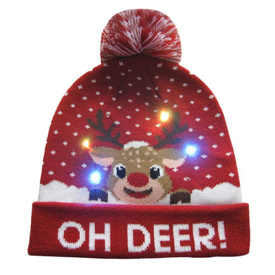 Gorro Navideño Tejido con Diseño de Reno y Muñeco de Nieve - Image 6
