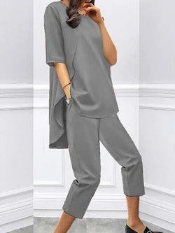 Conjunto Casual Slim Fit: Blusa Manga Corta y Pantalón Cropped - Image 14