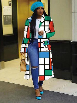 Abrigo Trench Cuadros Doble Botonadura con Solapa