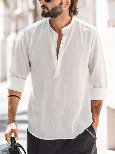 Camisa Casual para Hombre con Cuello de Pie y Puños Reforzados - Image 8