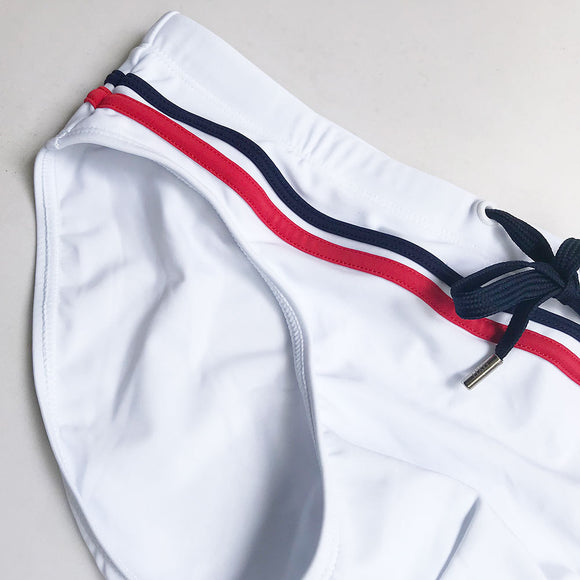 Shorts de Baño Blancos Corte Triangular para Hombre