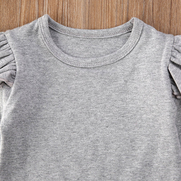 Conjunto Infantil 2 Piezas: Blusa Plisada Manga Larga + Falda a Cuadros