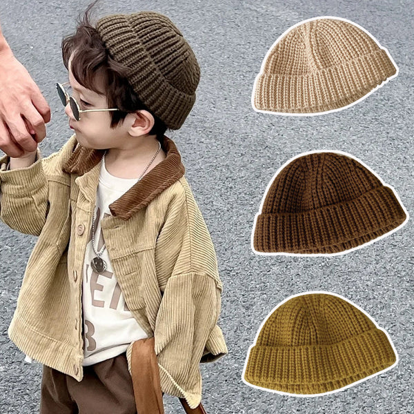 Gorro Infantil de Lana Tejida Otoño Invierno - Diseño Cáscara de Melón